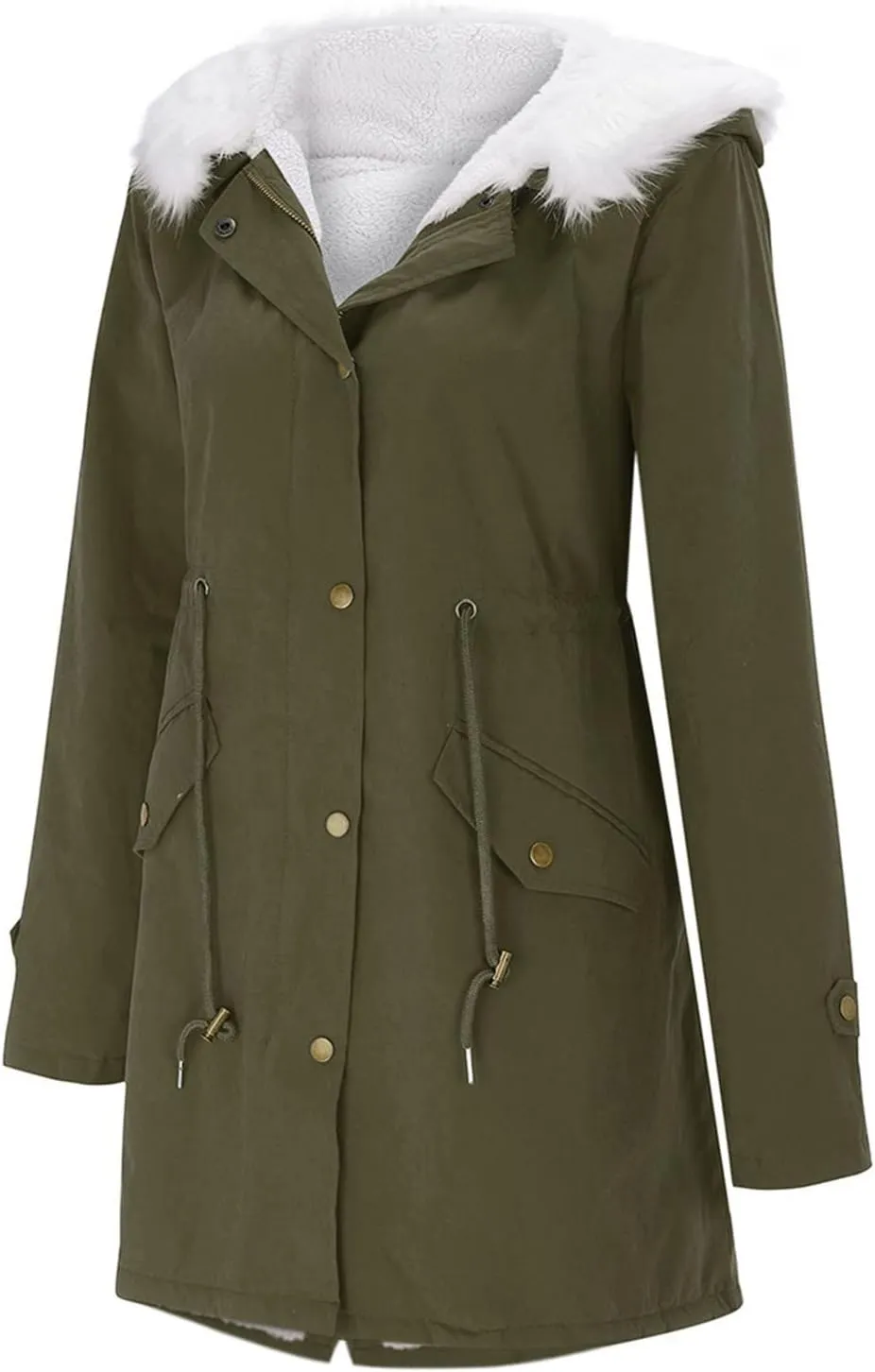 Women's Warm Winter Coat Snow Ski Jacket Fleece Lined Military Jacket Women Faux Fur Hooded Coat Puffer down Jackets