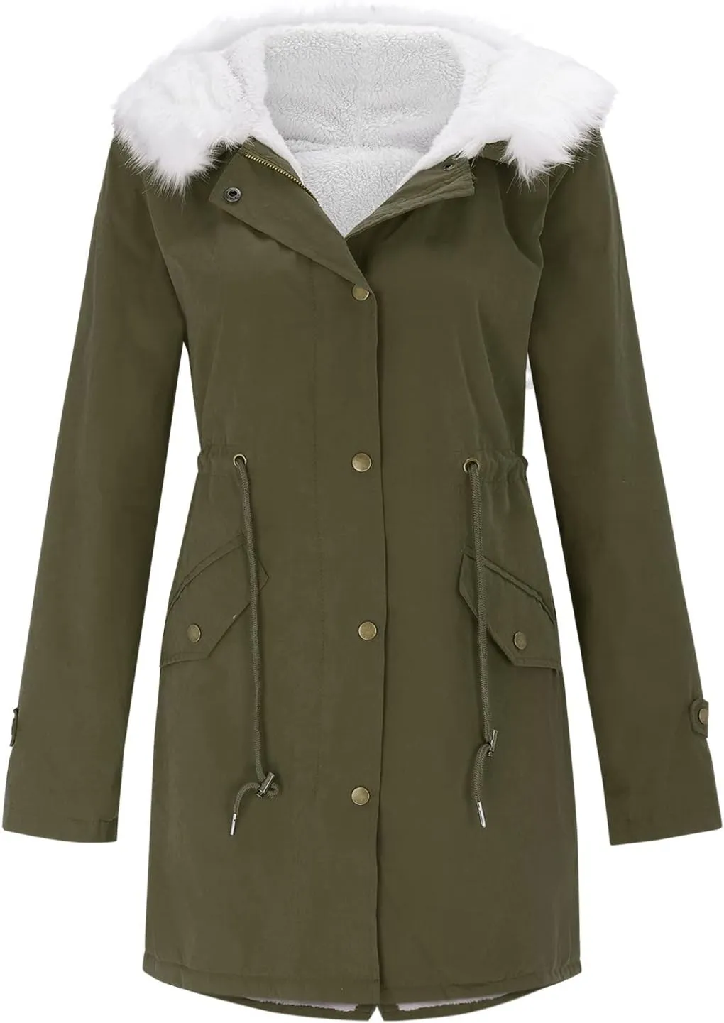 Women's Warm Winter Coat Snow Ski Jacket Fleece Lined Military Jacket Women Faux Fur Hooded Coat Puffer down Jackets
