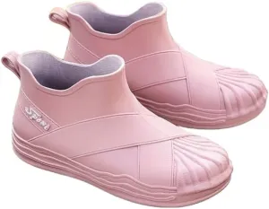 Women's Waterproof and Wear-Resistant Rubber Ankle Rain Boots, Comfortable Solid Color Non-Slip Outdoor Garden Work Rain Boots