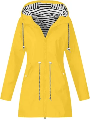 Womens Waterproof Rain Jacket with Hood Lightweight Rain Coats Outdoor Windbreaker Jackets Zip Up Windproof Coats