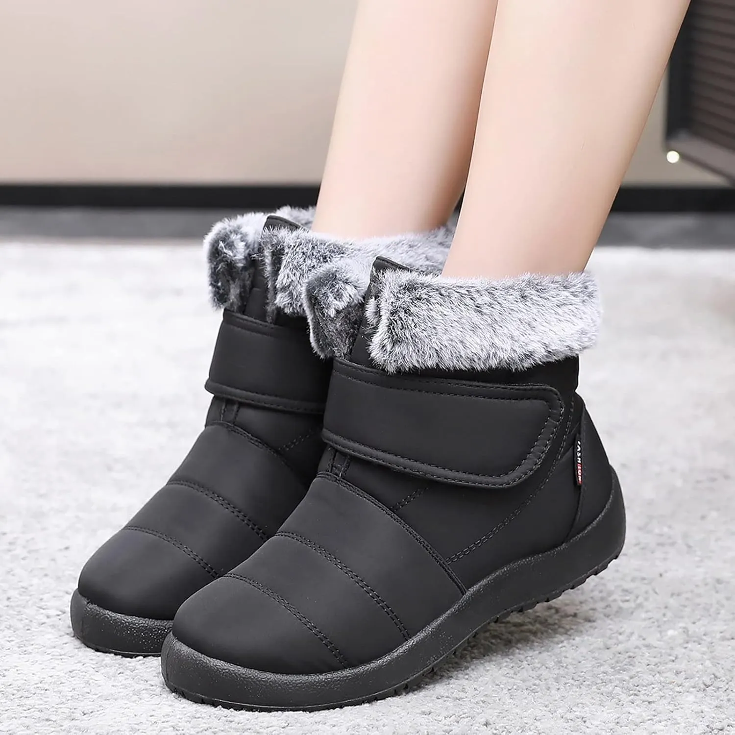 Women's Waterproof Snow Boots Wide Width Women's Waterproof Boots Ankle Winter Boots for Women Waterproof Wide Feet Women's Insulated Winter Boots Size 7.5 Winter Boot for Women Fur