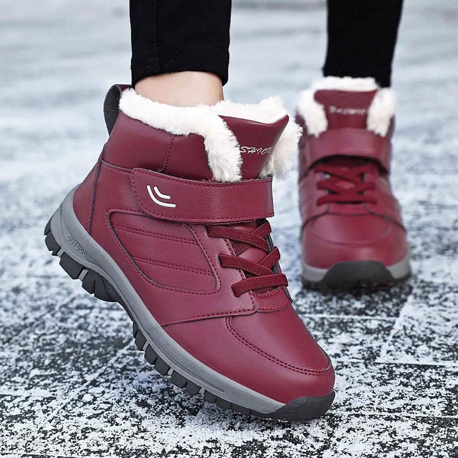 Womens Waterproof Winter Boots Wide Women Snow Boots Winter Waterproof Slip Resistant Cold Weather Shoes Women Winter Booties Womens Slip on Walking Snow Shoes Botas De Frio Para Mujer