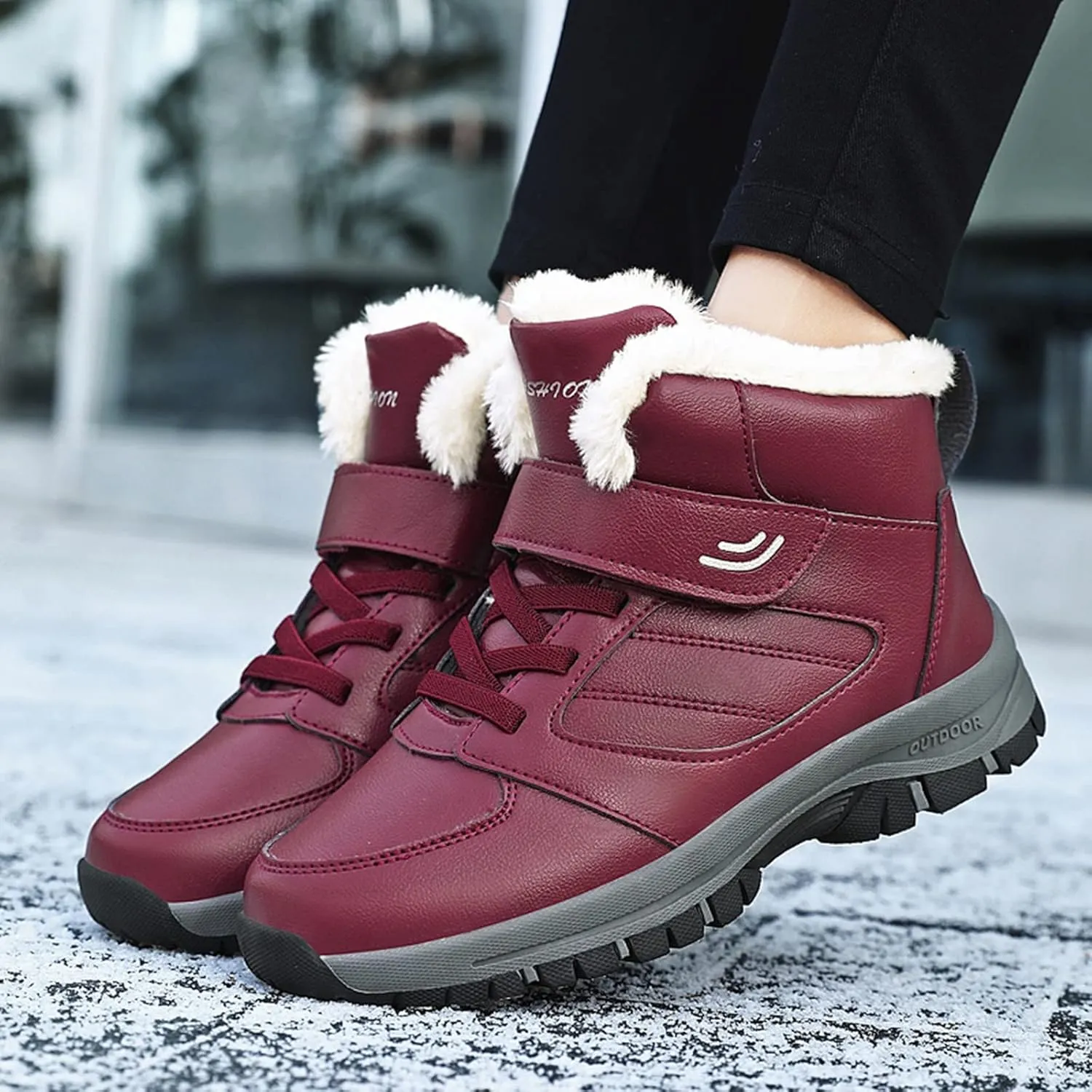 Womens Waterproof Winter Boots Wide Women Snow Boots Winter Waterproof Slip Resistant Cold Weather Shoes Women Winter Booties Womens Slip on Walking Snow Shoes Botas De Frio Para Mujer