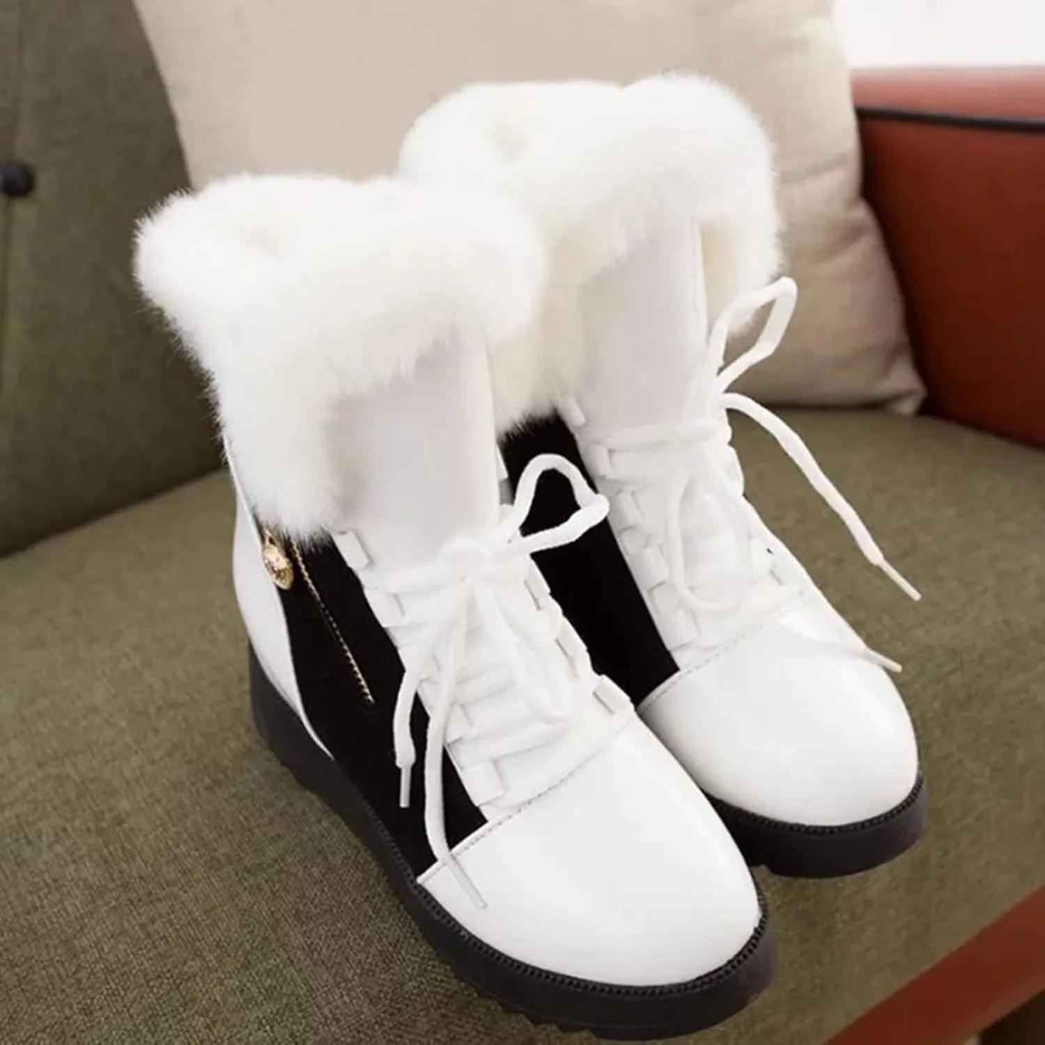 Womens Winter Shoes Black Brown Suede Ankle Boots Fur Lined Size 10 for Women Winter Shoes Women's Winter Shoes Women's Wide Calf Comfortable Winter Knee High Riding Boots Deals of The Day