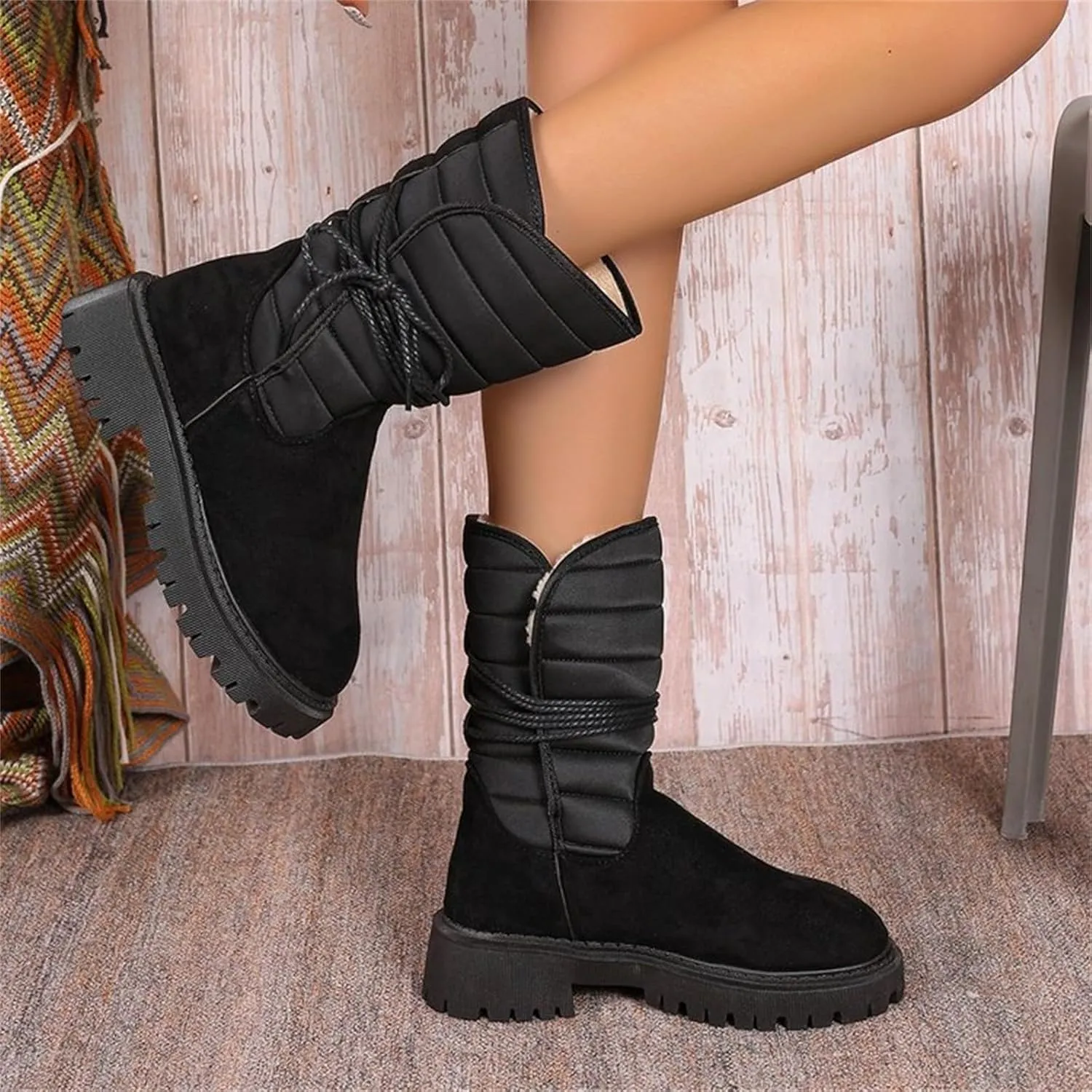 Womens Winter Shoes Black Brown Suede Ankle Boots Fur Lined Size 10 for Women Winter Shoes Women's Winter Shoes Women's Wide Calf Comfortable Winter Knee High Riding Boots Deals of The Day