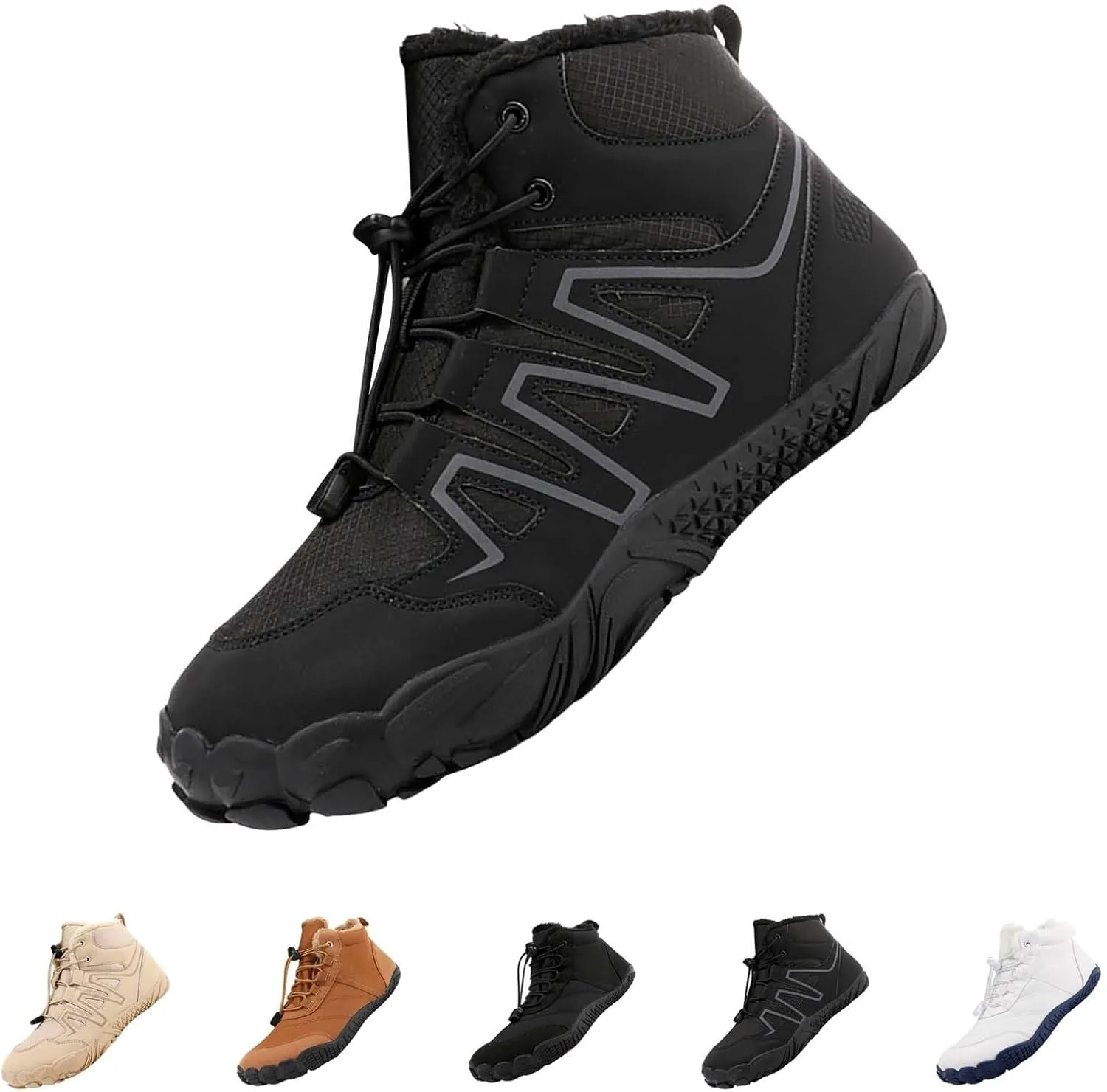 Womens Winter Sport Waterproof Boots Snow Boots Fur Lined Warm Ankle Boots Slip On Fuzzy Hiking Booties