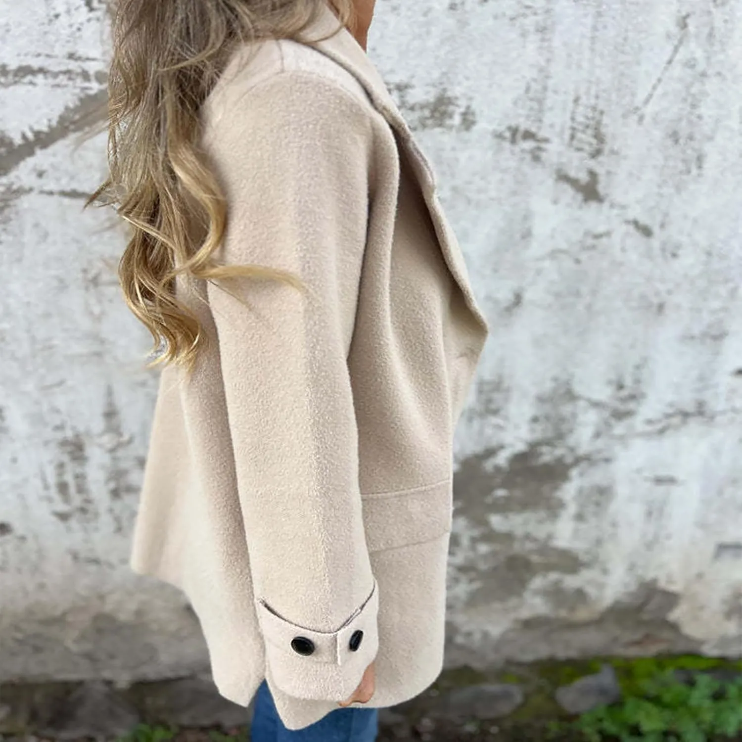 Women's Woolen Coats Business Casual Outerwear Elegant Trench Coat Loose Lapel Cardigan Fall Winter Jacket