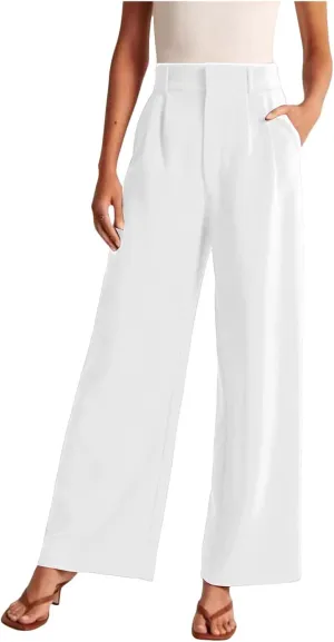 Womens Work Pants Plus Size Wide Leg Dress Pants Business Pants High Waist Chino Pants Straight Pants Comfy Trousers