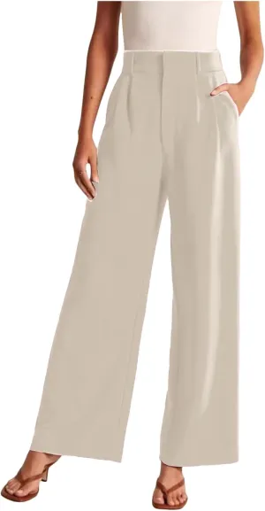 Womens Work Pants Plus Size Wide Leg Dress Pants Business Pants High Waist Chino Pants Straight Pants Comfy Trousers