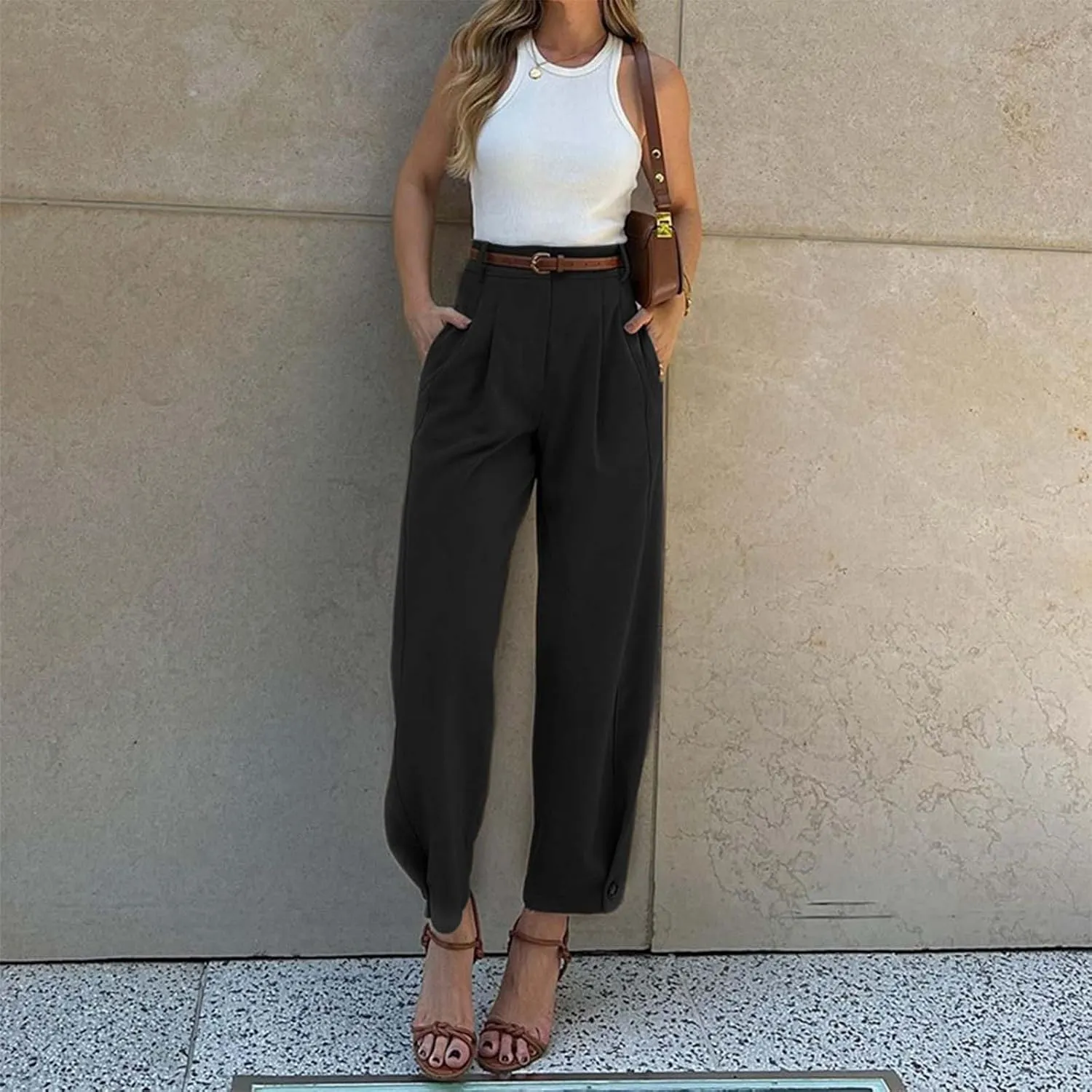 Work Pants Women Plus Size Wide Leg Dress Pants Business Pants High Waisted Chino Pants Casual Pants Hipster Trousers