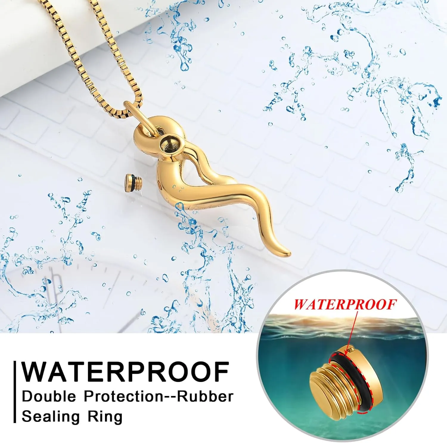 XSMZB Cremation Jewelry Snake Urn Necklace for Ashes Stainless Steel Python Memorial Pendant Human Pet Ashes Holder Keepsake for Men Women