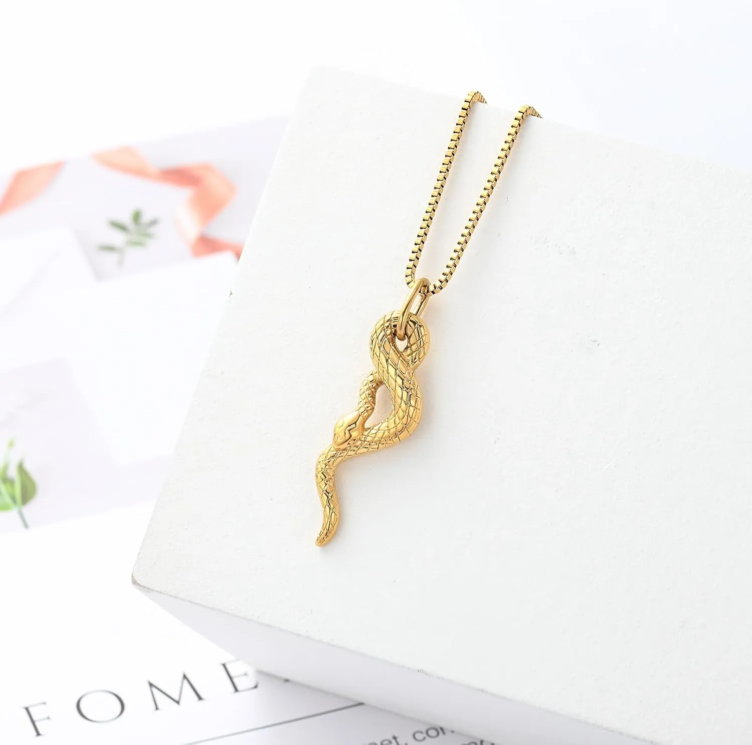 XSMZB Cremation Jewelry Snake Urn Necklace for Ashes Stainless Steel Python Memorial Pendant Human Pet Ashes Holder Keepsake for Men Women