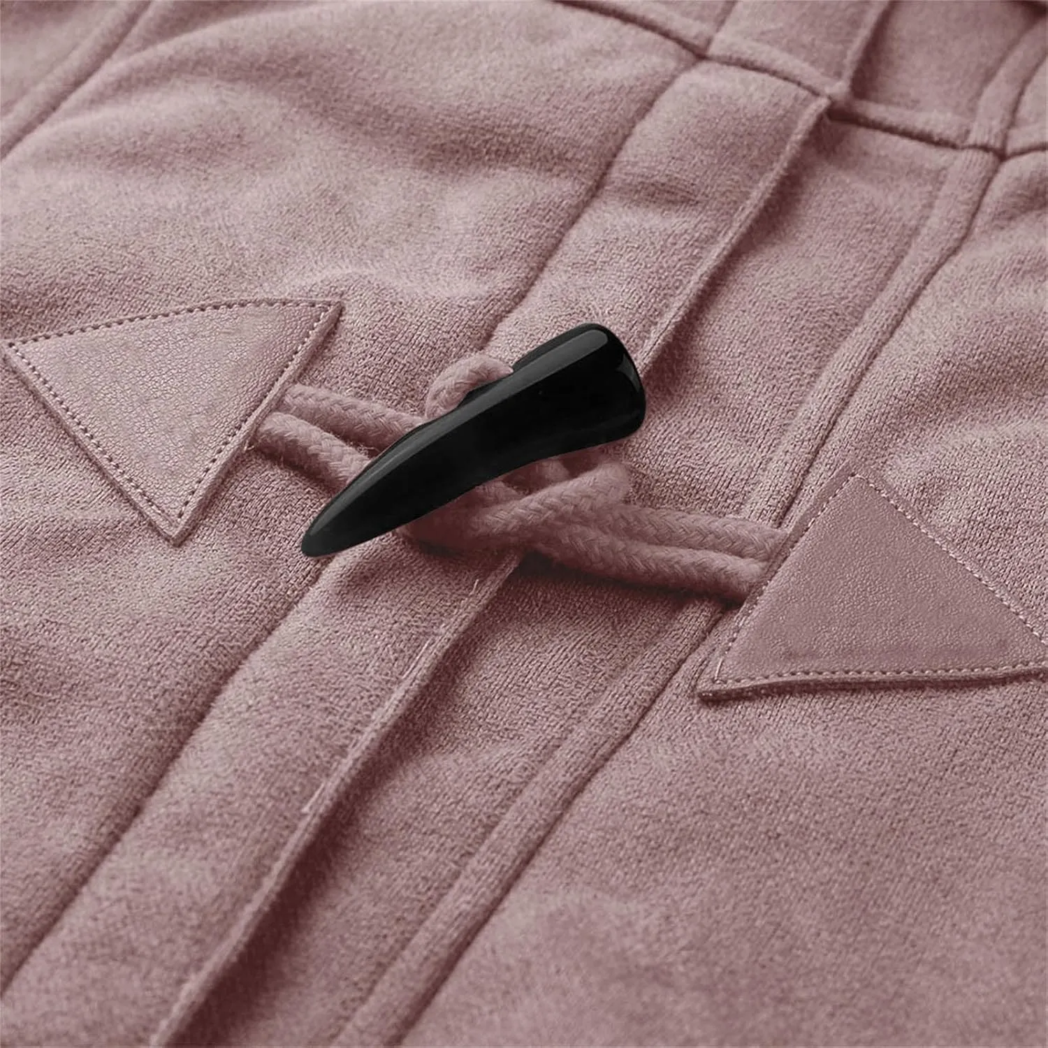 XUNRYAN Womens Winter Jackets 2024 Trendy Suede Faux-Leather Long Sleeve Sherpa Fleece Coat Horn Buckle Hoodie Outwear w Hood