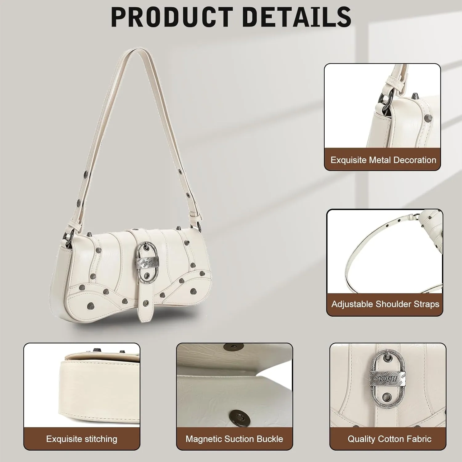YDSIII Shoulder Bag, Women's Vintage Vegan Leather Shoulder Purse with Adjustable Strap
