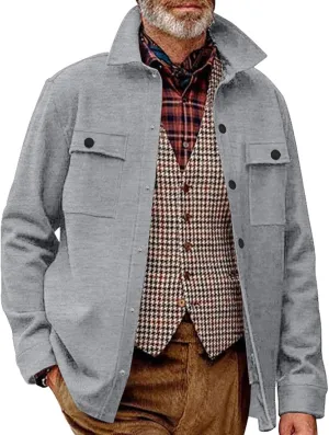 Ymosrh Men's Fashion Jackets Fall Winter Stand Collar Single Breasted Pea Coat Casual Mid Long Slim Fit Overcoat, M-3XL