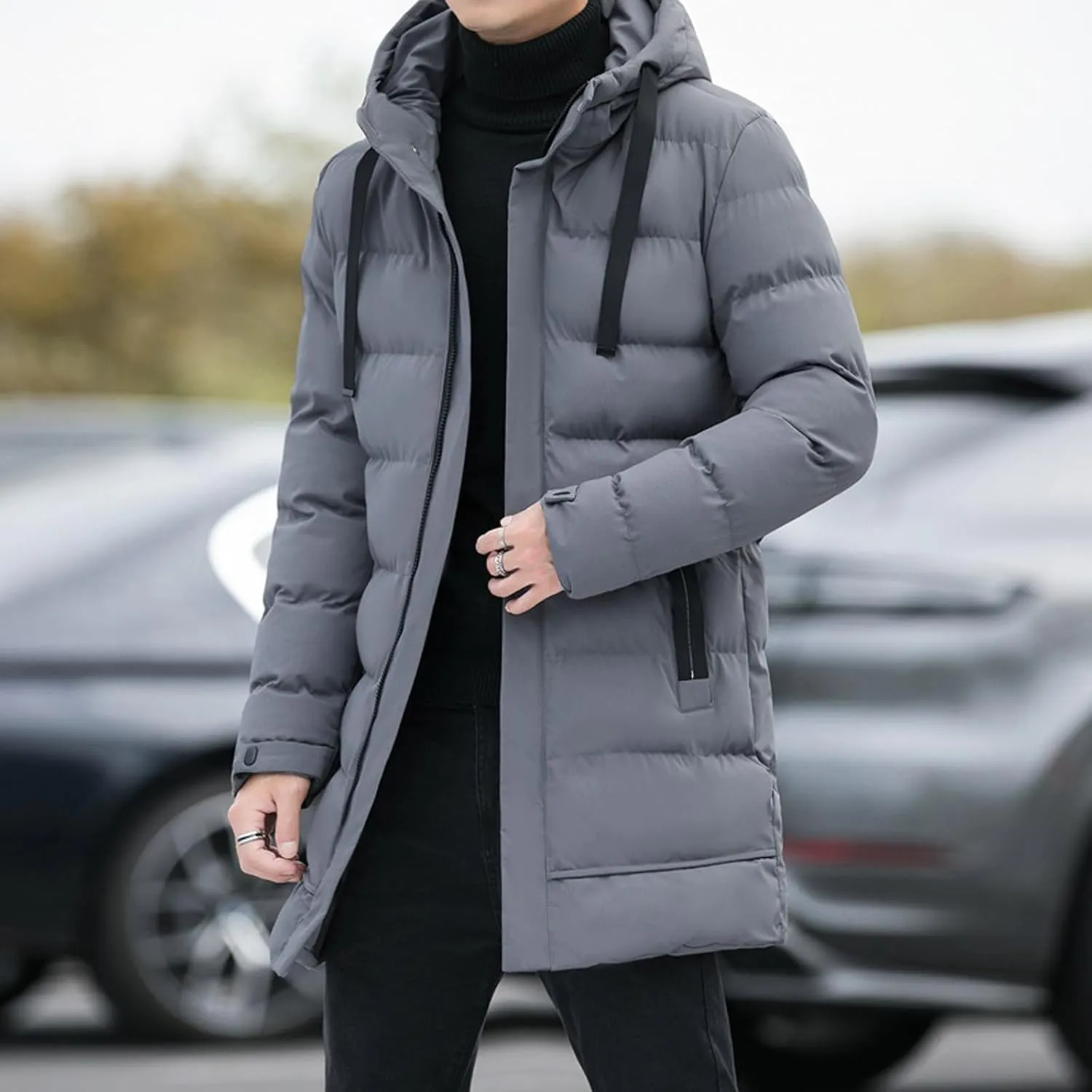 Ymosrh Men's Winter Jacket Thickened Warm Down Coats Windproof Waterproof Casual Fashion Puffer Jacket, M-5XL