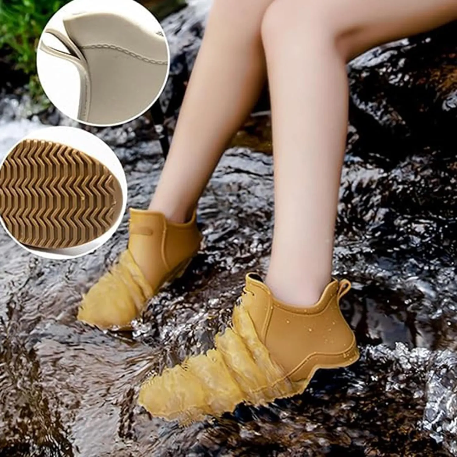 Zemure Rainies, Short Rain Boots, Waterproof Non-Slip Rain Boots for Outdoor, Rain Boots for Women Men