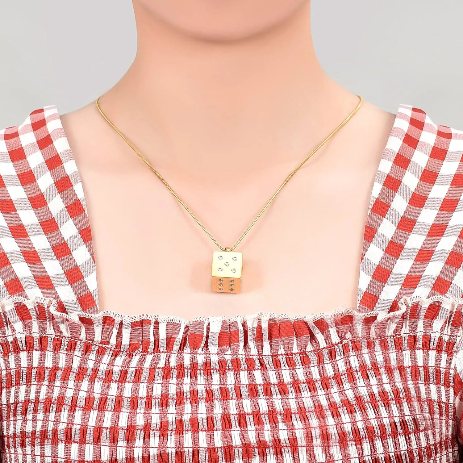 zeqingjw Dice Cremation Jewelry Inlay Zircon Urn Necklace for Ashes Memorial Urn Pendant for Loved Ones Keepsake Ashes Necklace