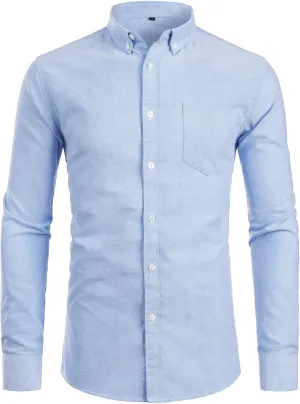 ZEROYAA Men's Hipster Casual Slim Fit Long Sleeve Button Down Oxford Shirts with Chest Pocket