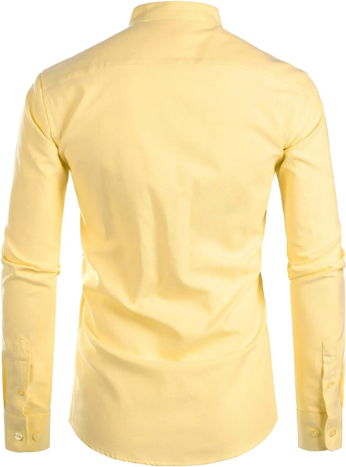 ZEROYAA Men's Hipster Mandarin Collar Long Sleeve Button Up Oxford Shirts with Chest Pocket