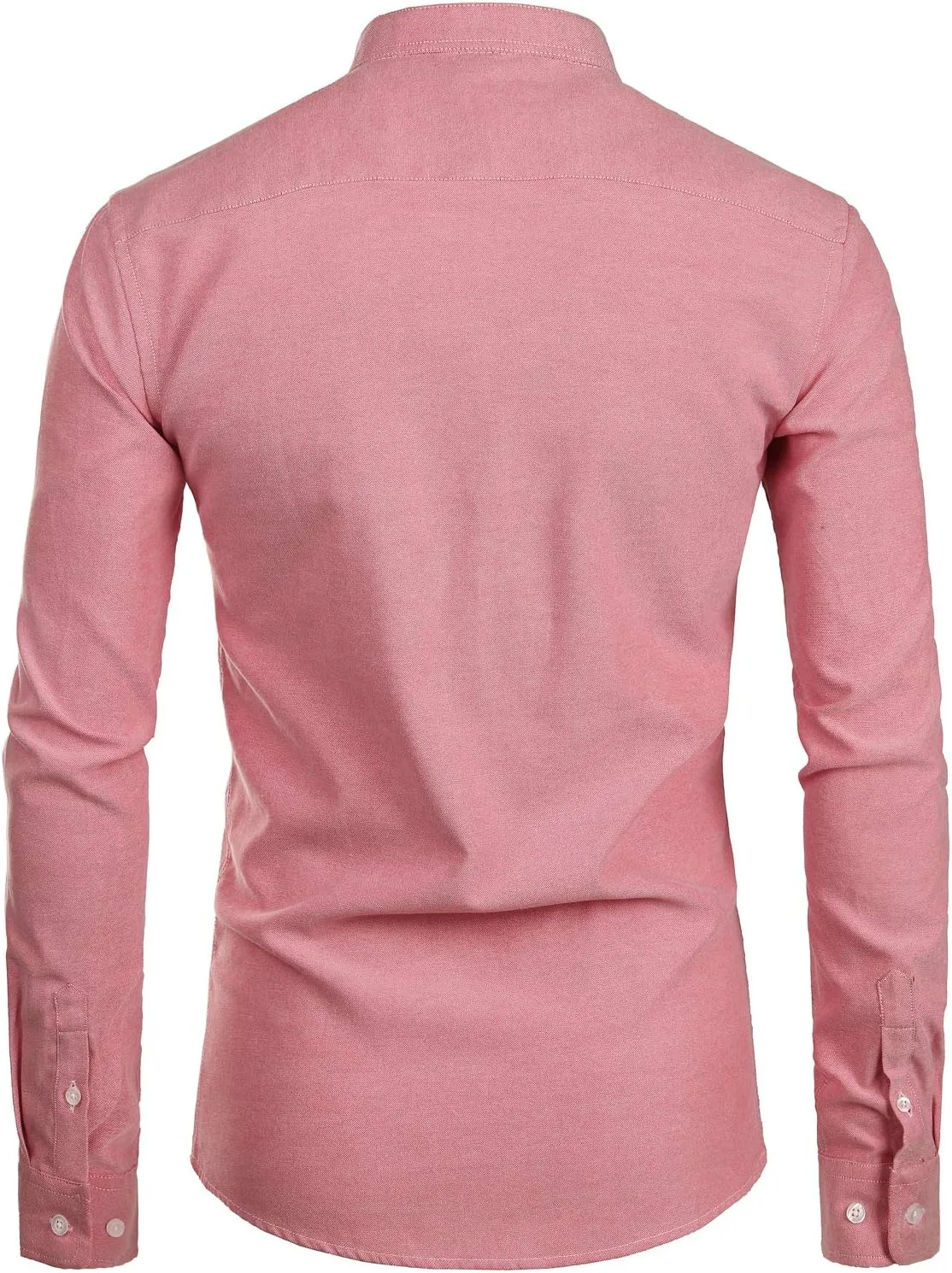 ZEROYAA Men's Hipster Mandarin Collar Long Sleeve Button Up Oxford Shirts with Chest Pocket