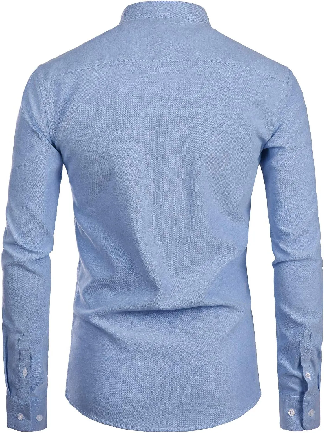ZEROYAA Men's Hipster Mandarin Collar Long Sleeve Button Up Oxford Shirts with Chest Pocket