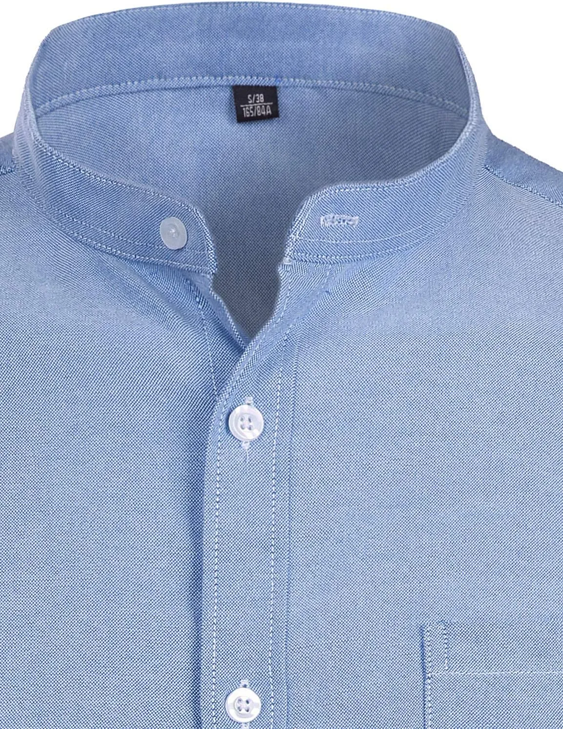 ZEROYAA Men's Hipster Mandarin Collar Long Sleeve Button Up Oxford Shirts with Chest Pocket