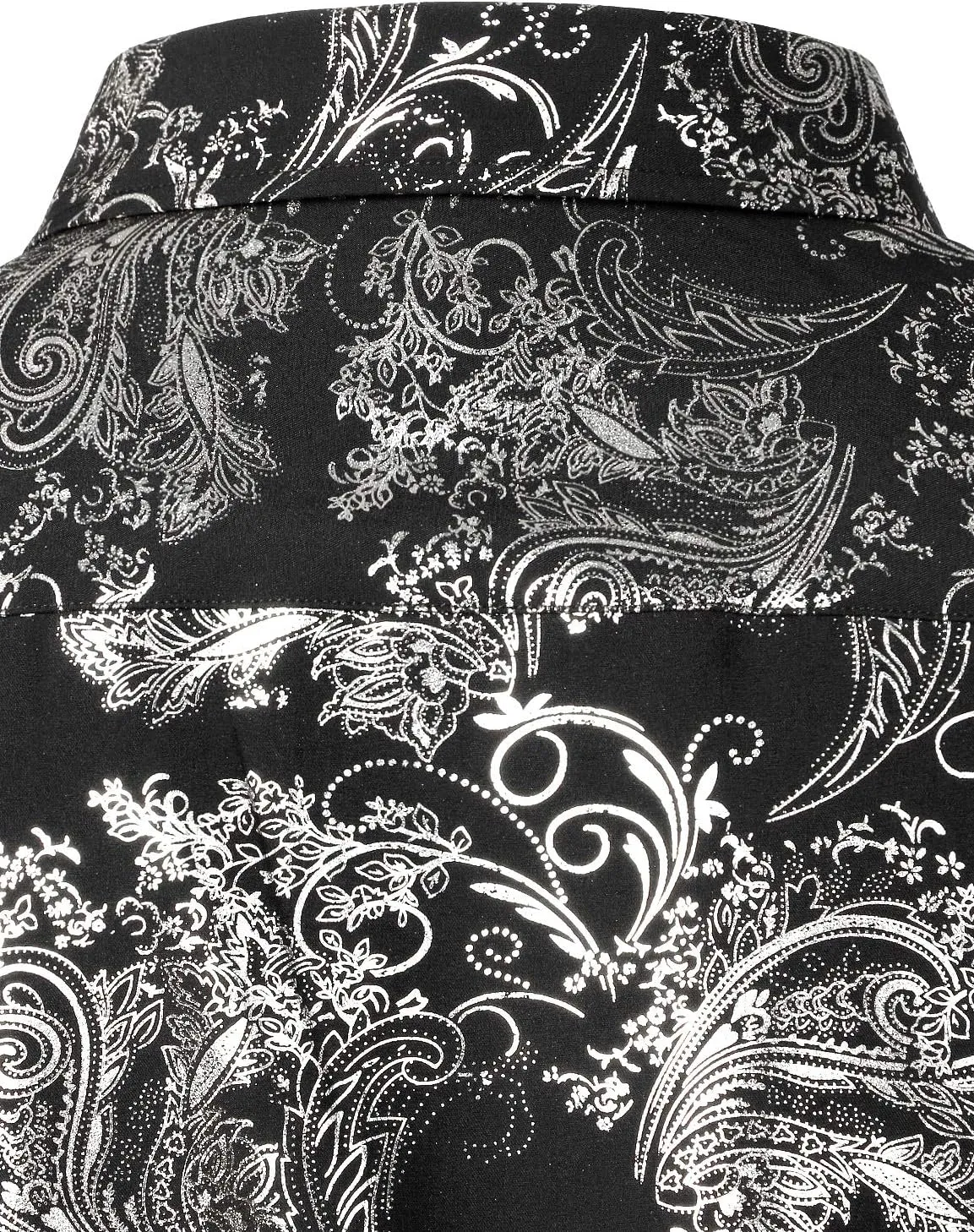 ZEROYAA Men's Luxury Paisley Shiny Printed Slim Fit Short Sleeve Button Up Dress Shirt