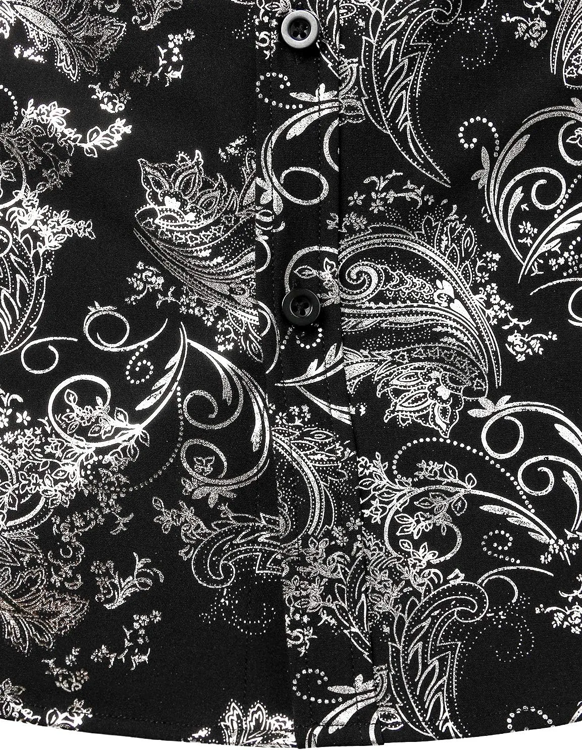 ZEROYAA Men's Luxury Paisley Shiny Printed Slim Fit Short Sleeve Button Up Dress Shirt