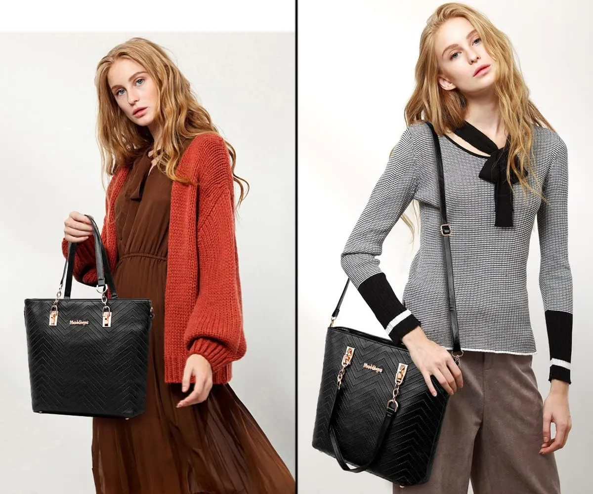ZiMing 6-Pcs Handbags Sets Women Purses PU Leather Texture Pattern Tote Bags Satchel Crossbody Shoulder Bag Wristlets Wallet