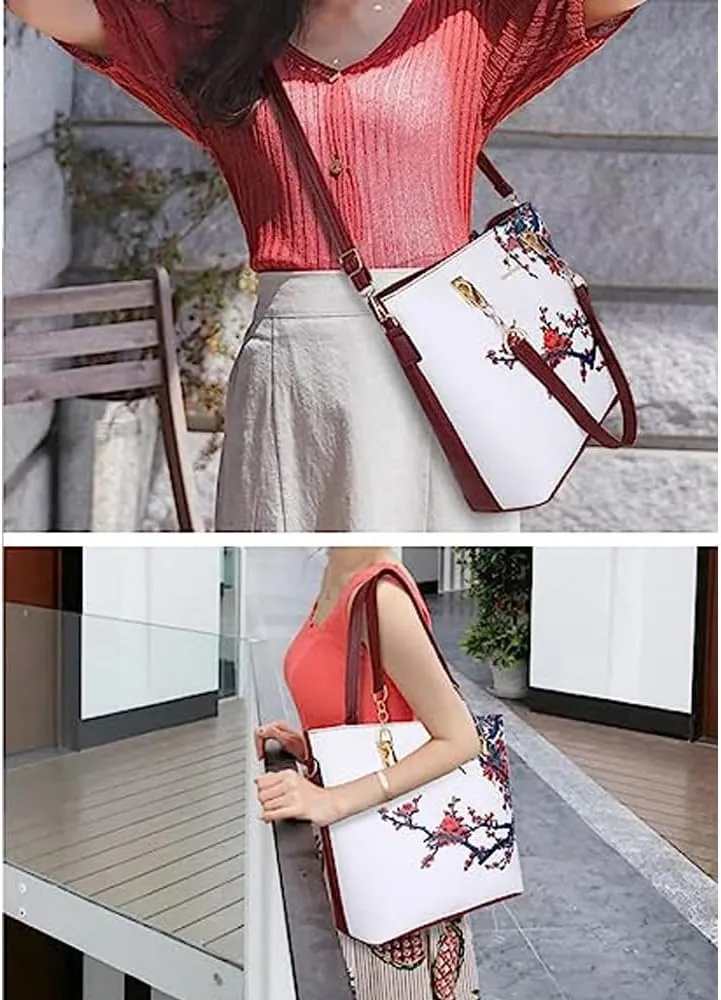 ZiMing 6 Pcs Handbags Womens Tote Shoulder Bag Top Handle Boston Bag Crossbody Bags Leather Satchel Wallet Ladies Purses Set