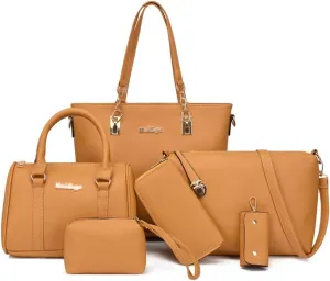 ZiMing Women Handbags and Purses Set Vegan Leather Tote Bags Shoulder Crossbody Bag Top Handle Handbag Satchel Wallet 6 Pcs