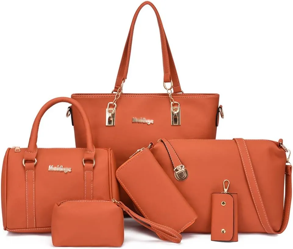 ZiMing Women Handbags and Purses Set Vegan Leather Tote Bags Shoulder Crossbody Bag Top Handle Handbag Satchel Wallet 6 Pcs