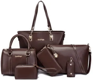 ZiMing Women Handbags and Purses Set Vegan Leather Tote Bags Shoulder Crossbody Bag Top Handle Handbag Satchel Wallet 6 Pcs