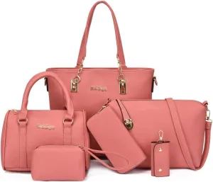 ZiMing Women Handbags and Purses Set Vegan Leather Tote Bags Shoulder Crossbody Bag Top Handle Handbag Satchel Wallet 6 Pcs