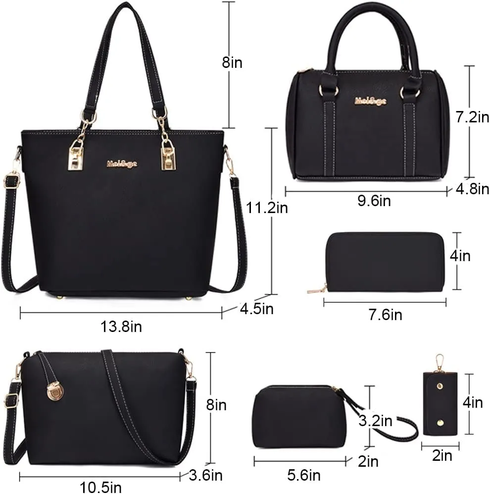 ZiMing Women Handbags and Purses Set Vegan Leather Tote Bags Shoulder Crossbody Bag Top Handle Handbag Satchel Wallet 6 Pcs