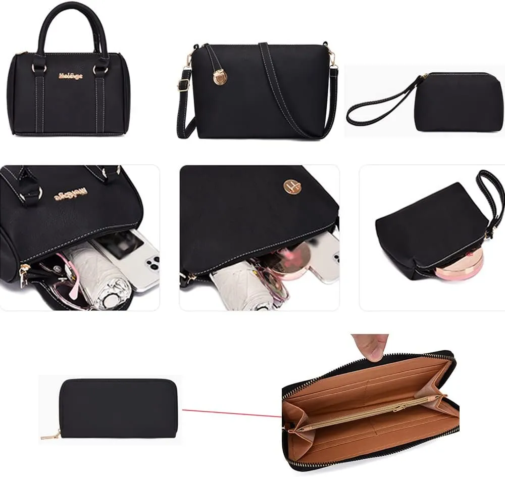 ZiMing Women Handbags and Purses Set Vegan Leather Tote Bags Shoulder Crossbody Bag Top Handle Handbag Satchel Wallet 6 Pcs