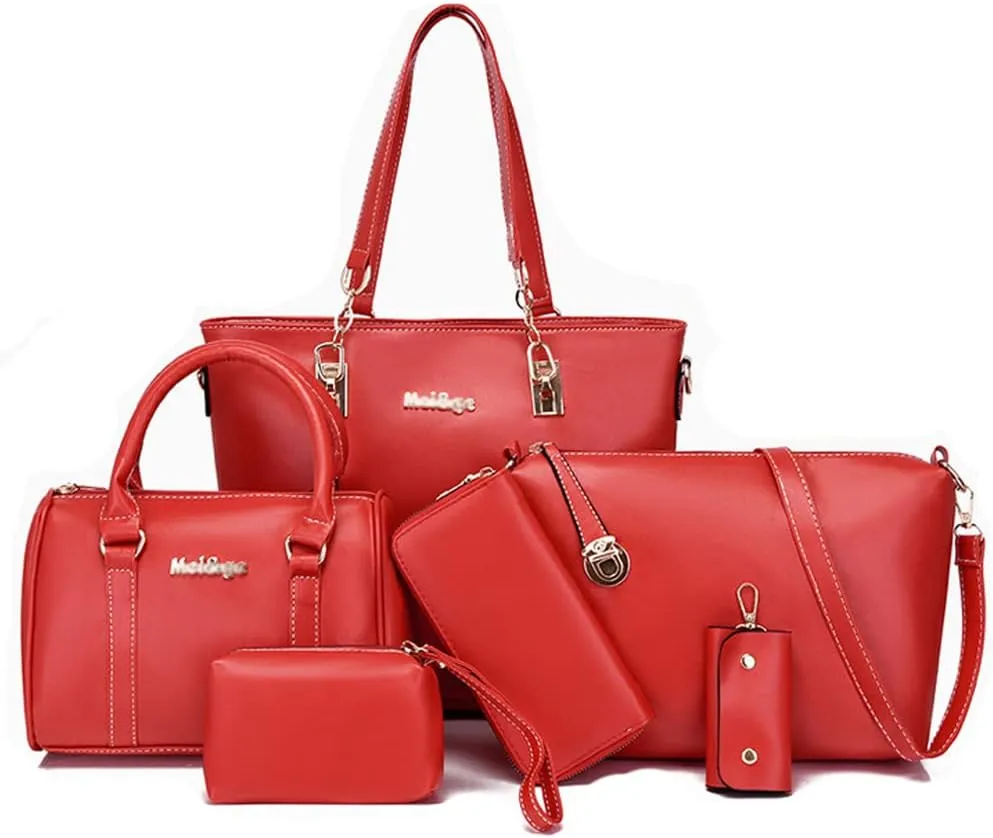 ZiMing Women Handbags and Purses Set Vegan Leather Tote Bags Shoulder Crossbody Bag Top Handle Handbag Satchel Wallet 6 Pcs