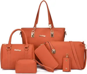ZiMing Women Handbags and Purses Set Vegan Leather Tote Bags Shoulder Crossbody Bag Top Handle Handbag Satchel Wallet 6 Pcs