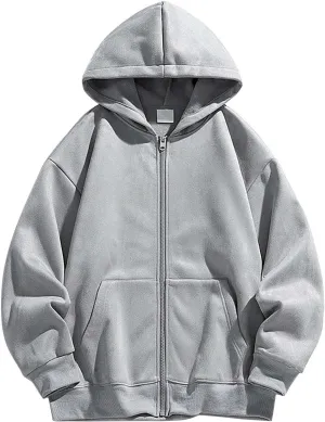 Zip Up Hoodies for Men Fleece Cotton Casual Lightweight Long Sleeve Track Jackets with Pockets Jersey Sweatshirts