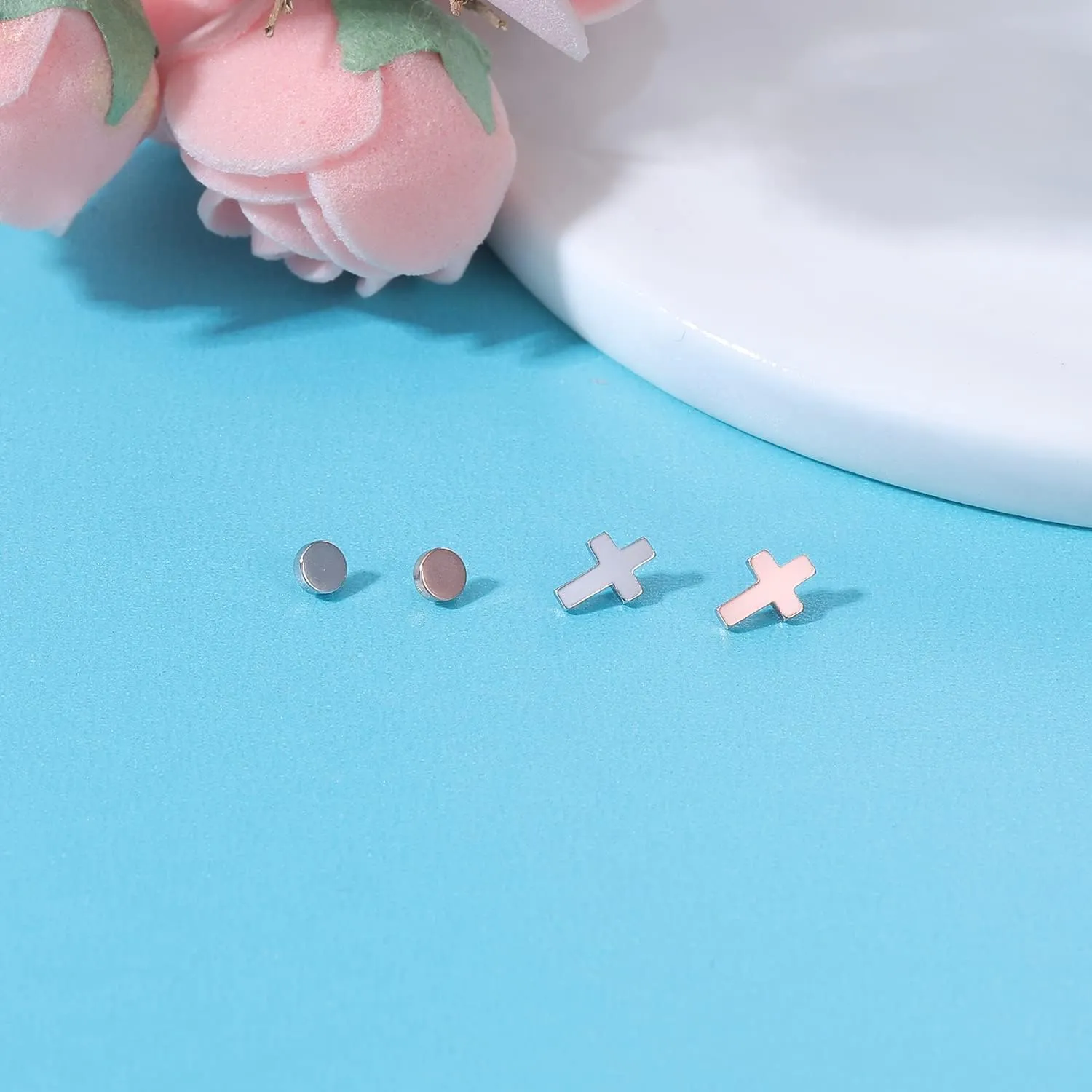 ZS 16G Dermal Piercing Jewelry Surgical Steel Diamond Tops for Men Women Surface Piercing Jewelry Tops Black Gold Microdermal Piercing Jewelry