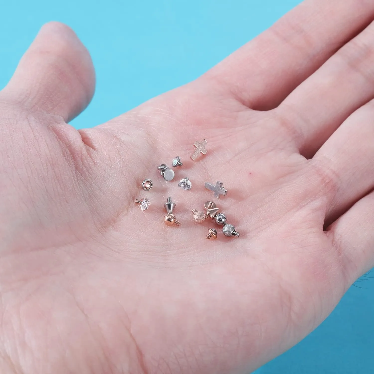 ZS 16G Dermal Piercing Jewelry Surgical Steel Diamond Tops for Men Women Surface Piercing Jewelry Tops Black Gold Microdermal Piercing Jewelry
